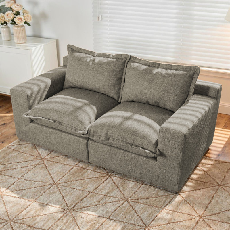 Canapé modulaire rembourré en chenille 2 pièces 2 pièces avec dossier coussiné - entièrement comprimé, aucun assemblage requis