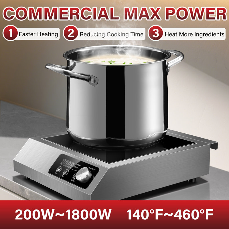 Plaque de cuisson portative à induction commerciale, brûleur à induction 1800 W avec capteur tactile et écran LCD
