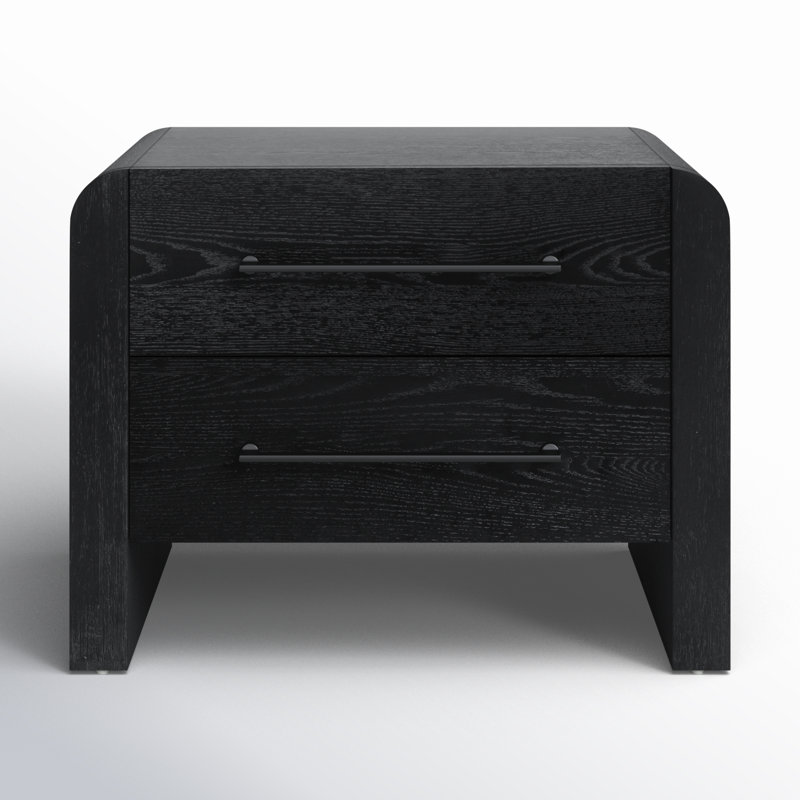 Katrina Wood 2 Drawer Nightstand, Black