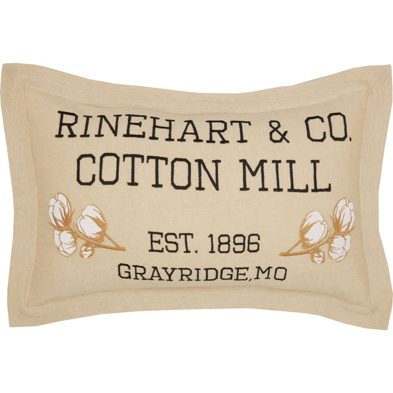 Ashmont Tan Embroidered Cotton Lumbar Throw Pillow