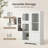 White MDF Cabinet with Glass Doors & Drawer - Adjustable Shelves, Open Storage - Bedroom, Living Room Entryway Buffet-857131249