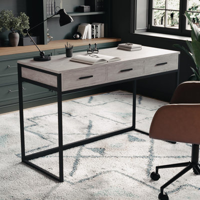 Martha Stewart Ollie 3 Drawer Home Office Desk with Metal Frame and Hardware