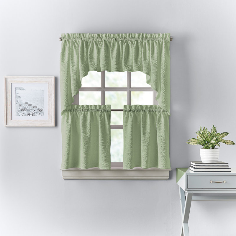 Cantonnière à motif floral DKY, Vert