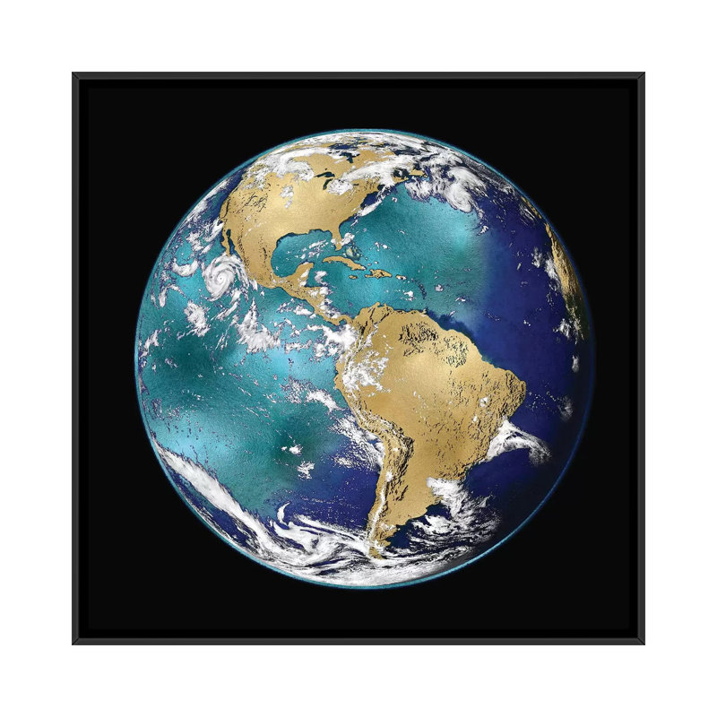 Impression d’art graphique sur toile « World Turning VI », H 37 po x l 37 po x P 1,5 po, Toile avec cadre noir, Pas de tapis