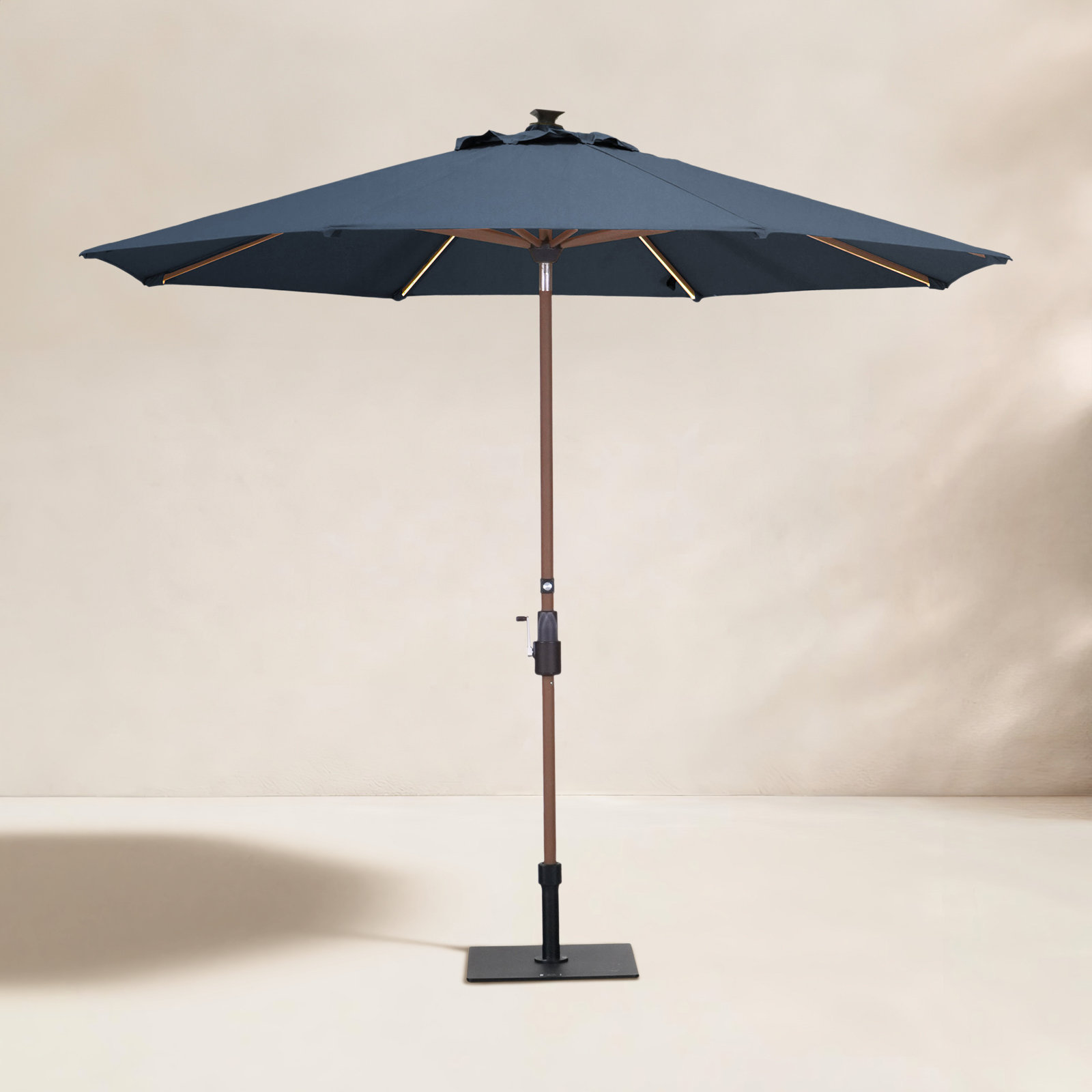 9 ft Solar 360 Degree Swirl Collar Auto Tilt Market Umbrella, Navy
