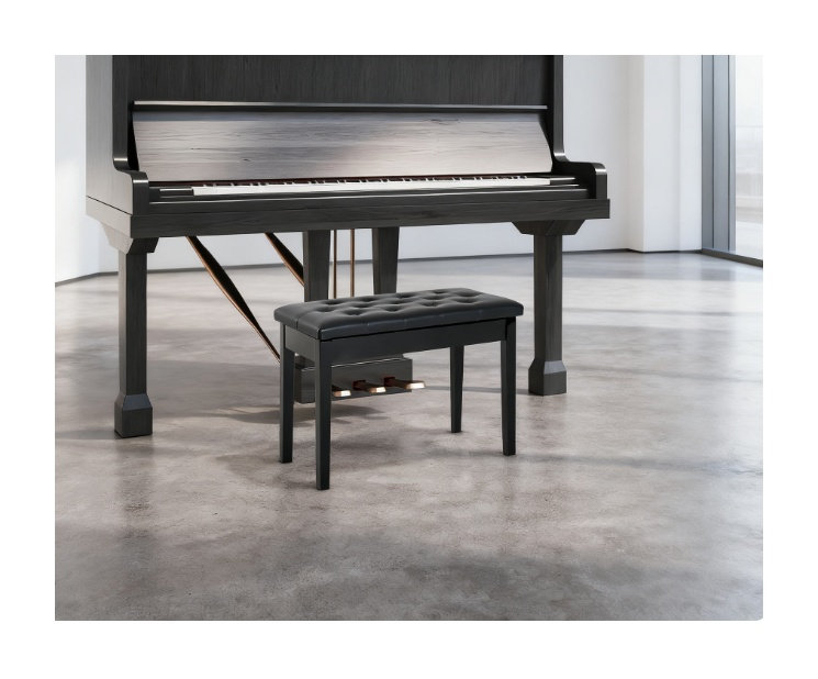 Banc de piano blanc en similicuir avec siège capitonné et clavier blanc, Faux Leather, White