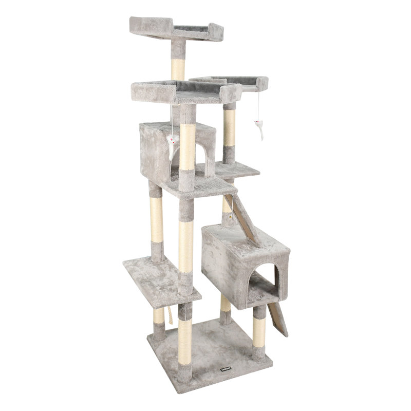 Arbre à chat et hamac en fausse fourrure avec hamac 59 po GOOPAWS, vert sauge