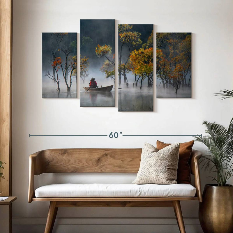 Senne Fishing In The Mist, 32" H x 52" W