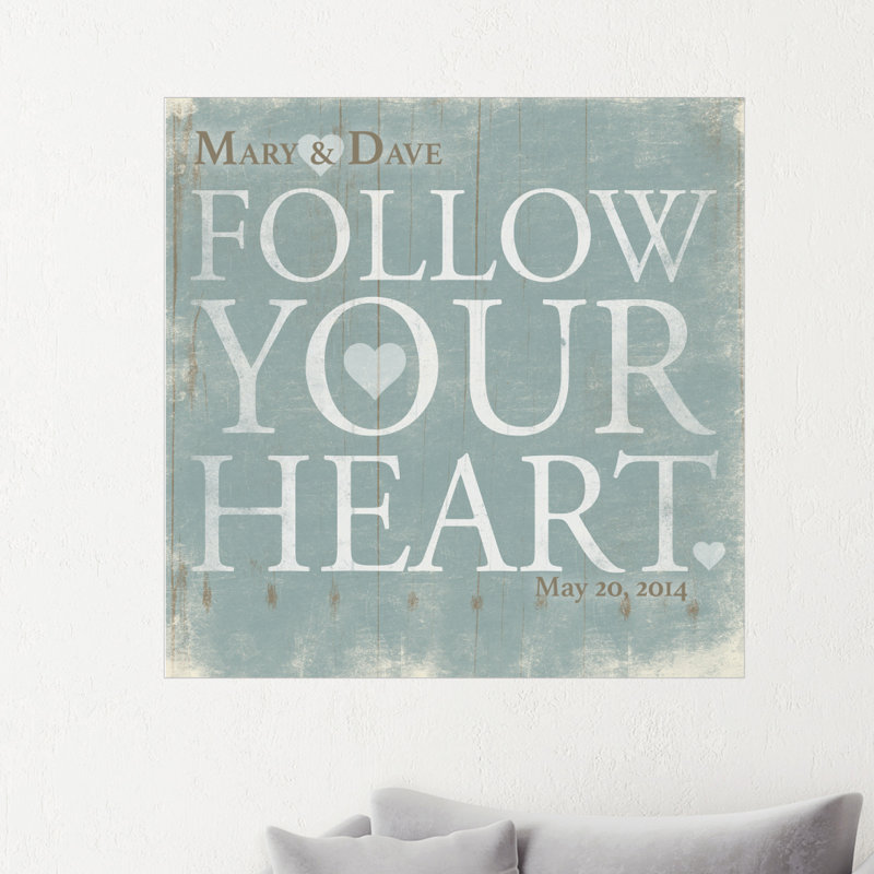 Décalcomanie murale personnalisée suivre votre coeur, H 24 po x l 24 po, Oui