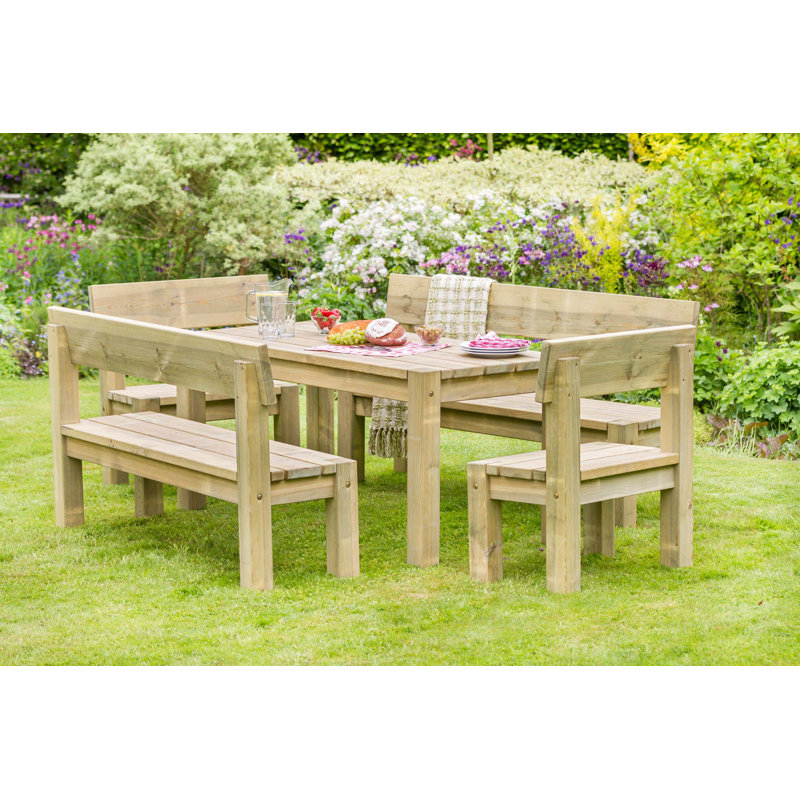 Philippa 8 - Person Wood Patio Dining Set with Rectangular Table