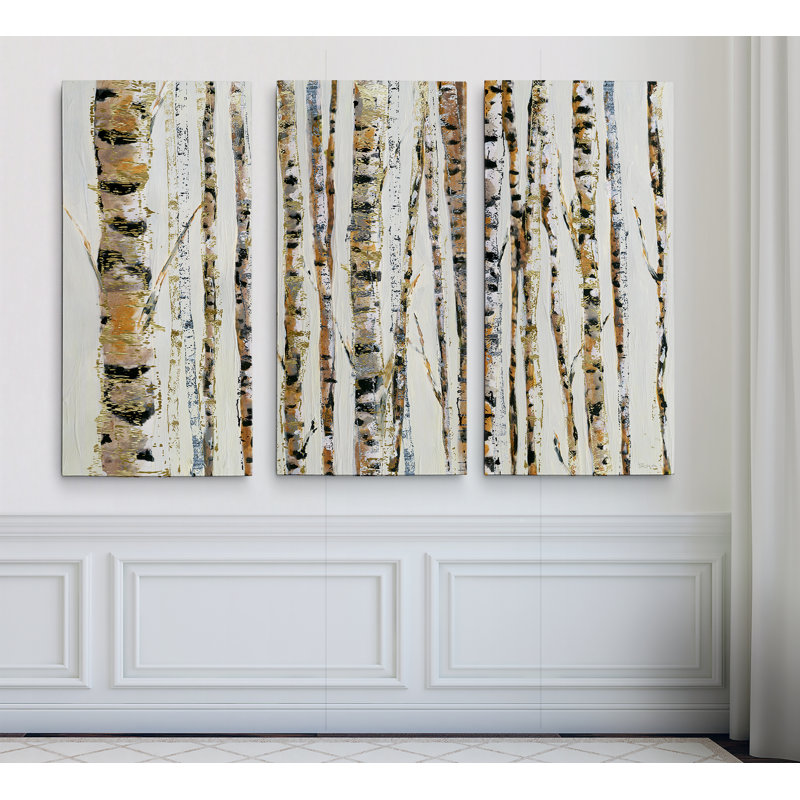 Éclat de bouleau-multi-pièces sur toile, H 40 po x l 60 po x P 1,5 po