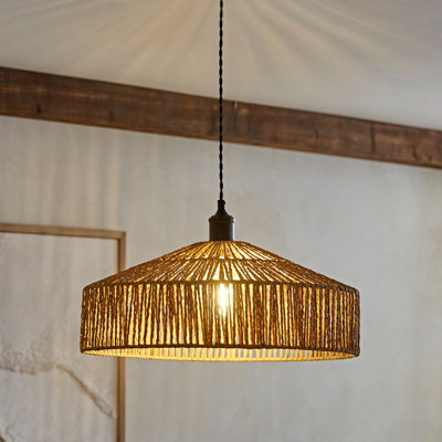 20cm H Rope Round Pendant Shade ( Slip-On ) in Brown