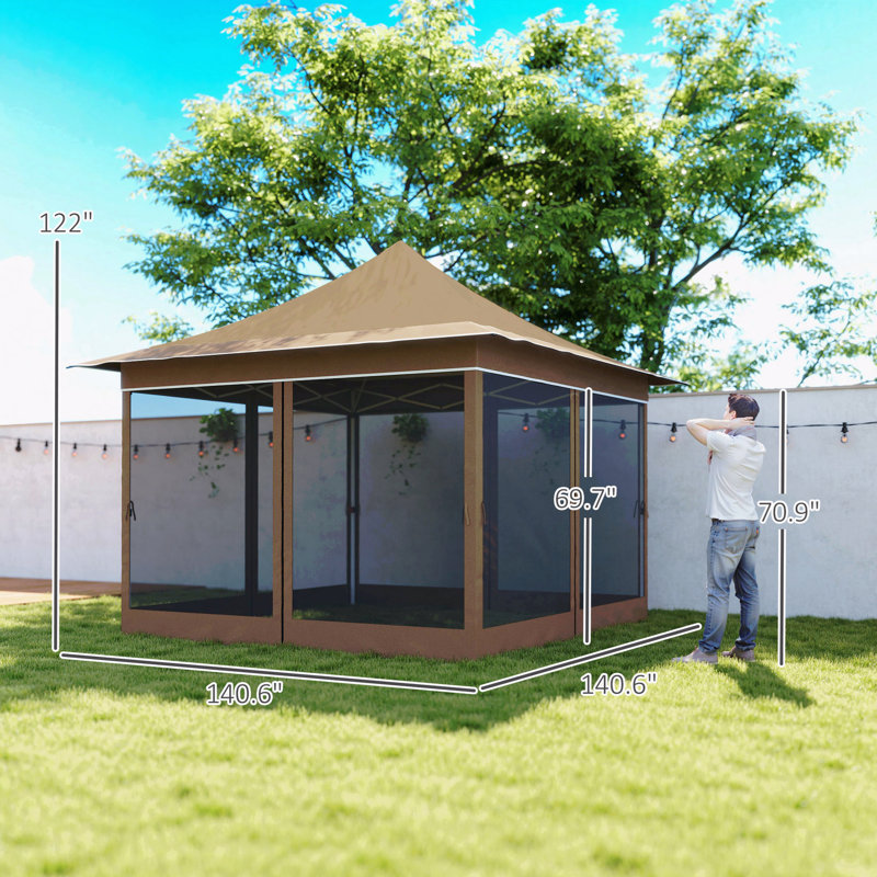 Gazebo, moustiquaire pour jardin avec sac de transport, Beige