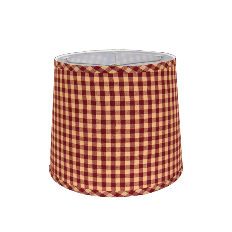 Red and Tan Gingham Drum Lampshade