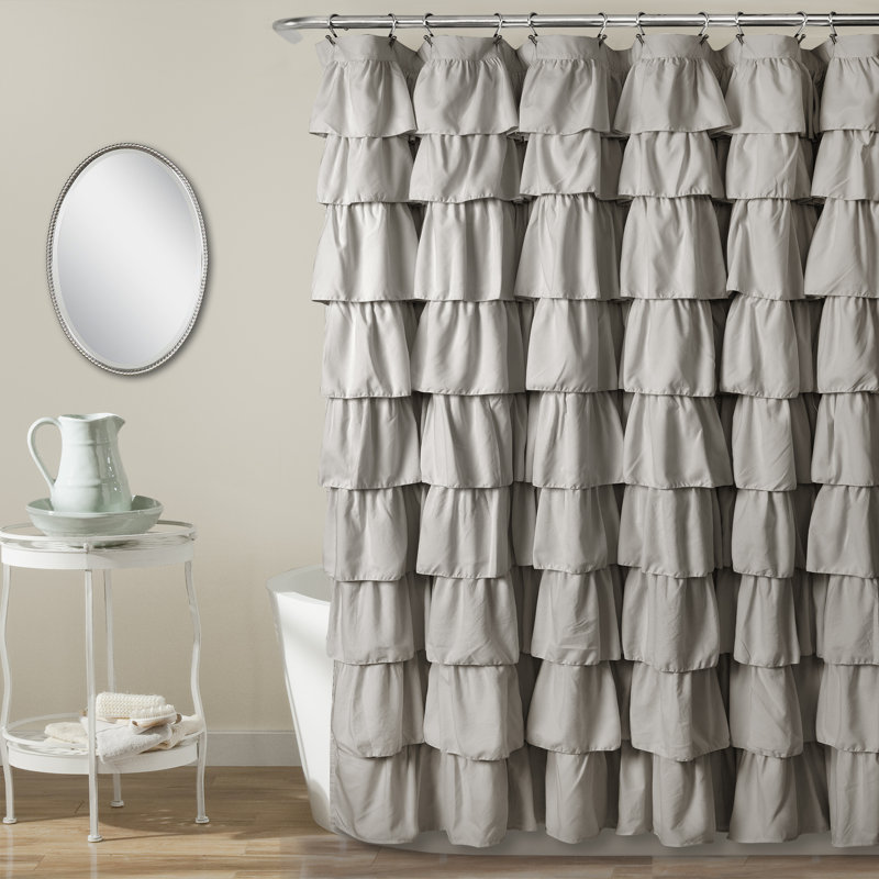 Shower Curtain with Hooks Included, Light Gray