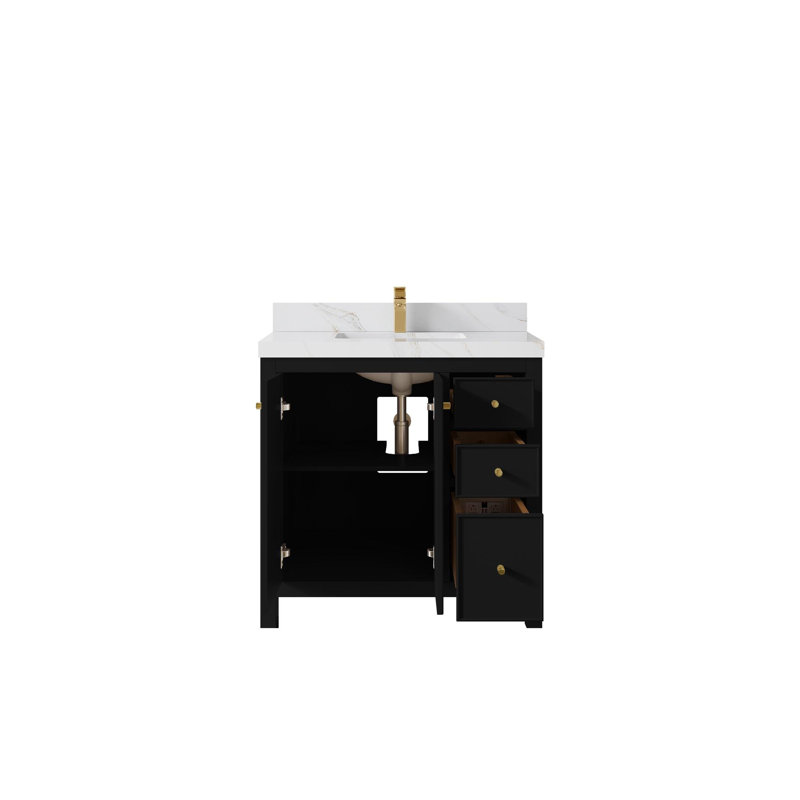 Ensemble de meuble-lavabo simple 36 po Chicago, Sienne Calacatta