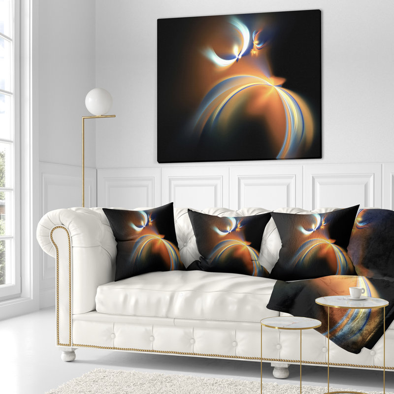 Motif fractal brun flottant - coussin abstrait imprimé, 18 po x 18 po, Coussin décoratif