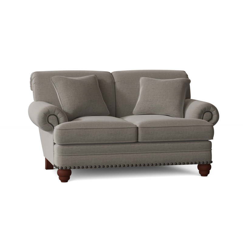 Spratt Loveseat, Anello 22 Navy Performance Twill, Manhattan, Dark Brass
