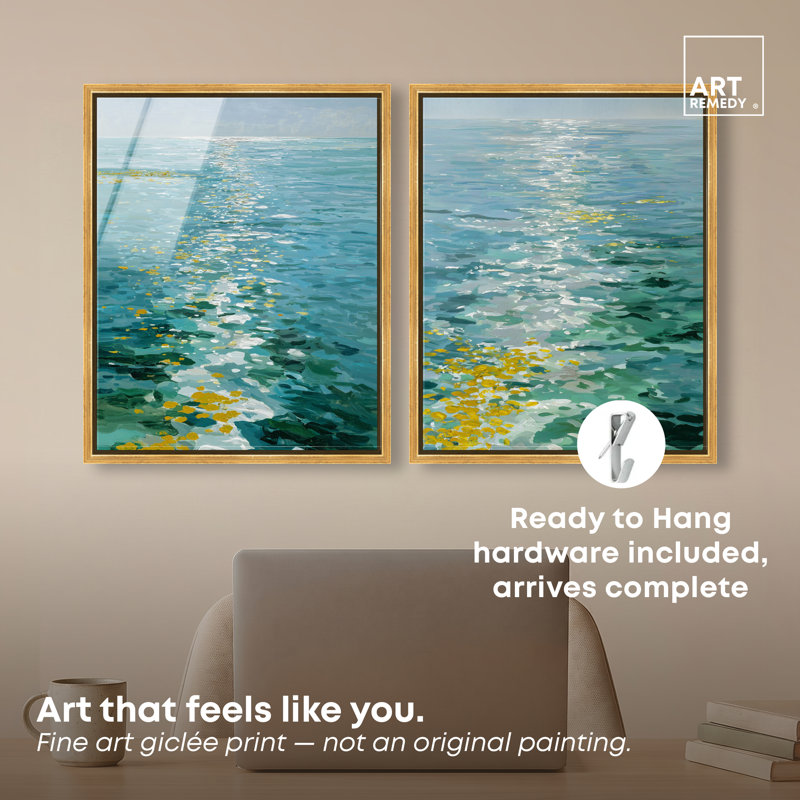 Décoration murale de bureau Calm Waters par Art Remedy, ensemble de 2, H 22 po x l 36 po, Gold Frame