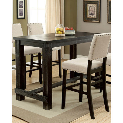 Table de bar rustique pour salle à manger, noire antique, construction en bois massif, hauteur idéale pour la maison