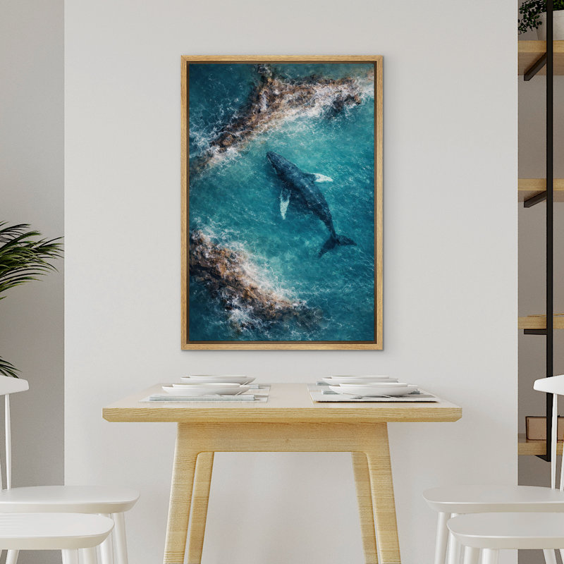 «Ocean Whale», paysage marin marin, impression sur toile encadrée, art mural, H 36 po x l 24 po x P 1,5 po, Naturel