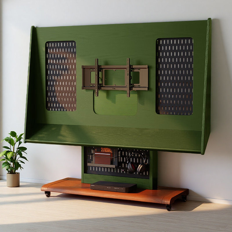 Meuble télé vert français à design rétro