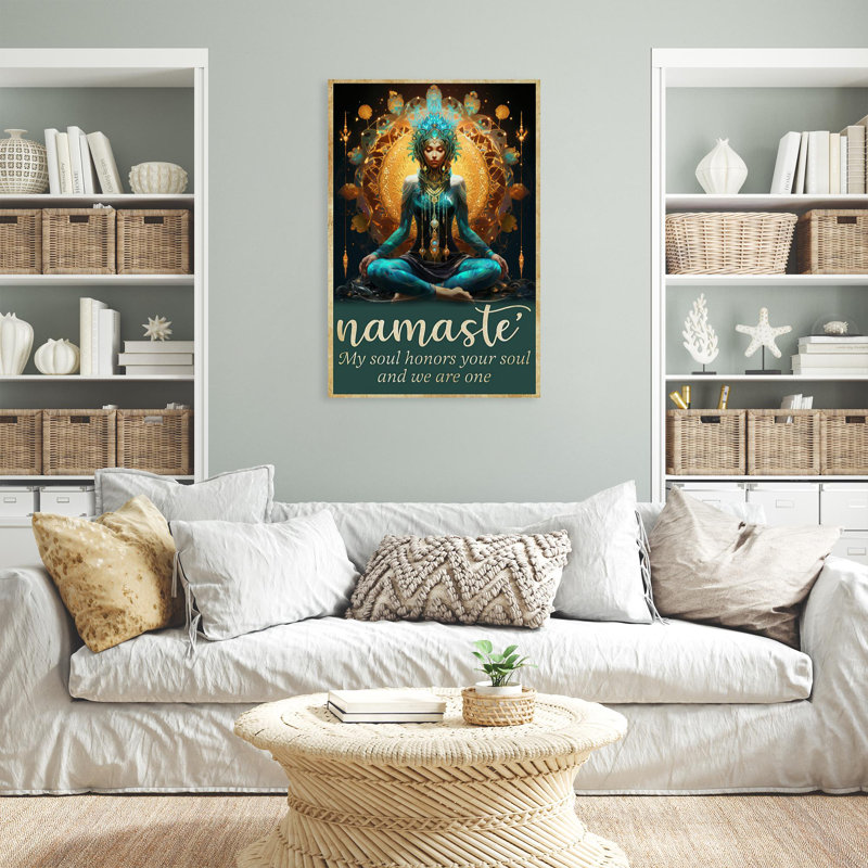 Woman Yoga Namaste - 1 Piece Rectangle Graphic Art Print On Wrapped Canvas, H 14 po x l 11 po x P 1,25 po