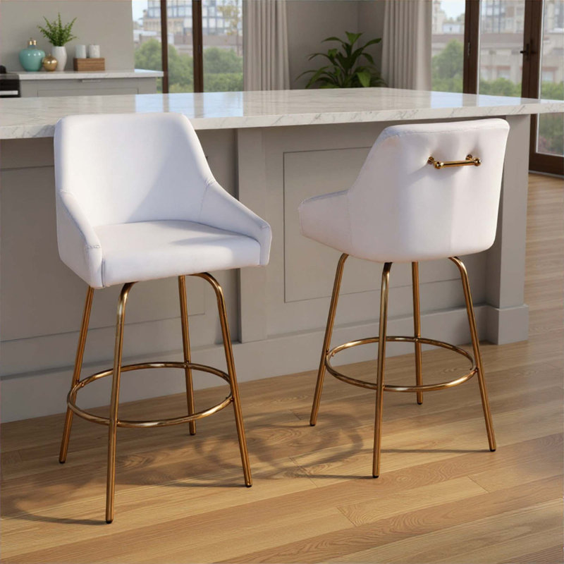 Tabouret de bar transitionnel avec pivotement à 360 degrés et repose-pieds - ensemble de 2
