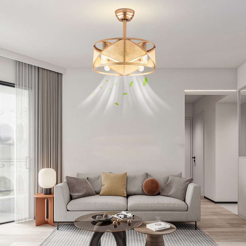 18" Ceiling Fan with Light, Remote Control 6-Speed Quiet Fan with Reversible Motor for Bedroom & Living Room