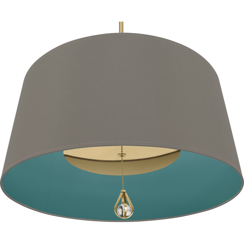 Custis 3 - Light Chandelier, Carter Gray/Mayo Teal Lining, Modern Brass