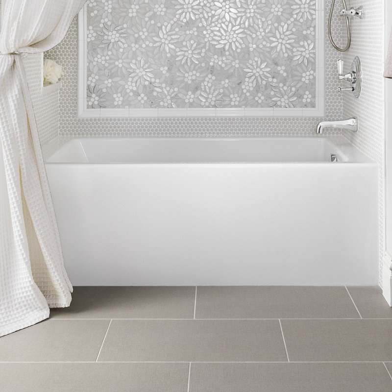 Sydney 60'' L Air Bathtub, Biscuit, Left, Matte Black
