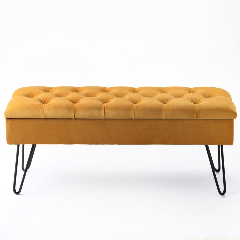 Emborough Upholstered Storage Bench, Orange, H44 x W140 x D30cm
