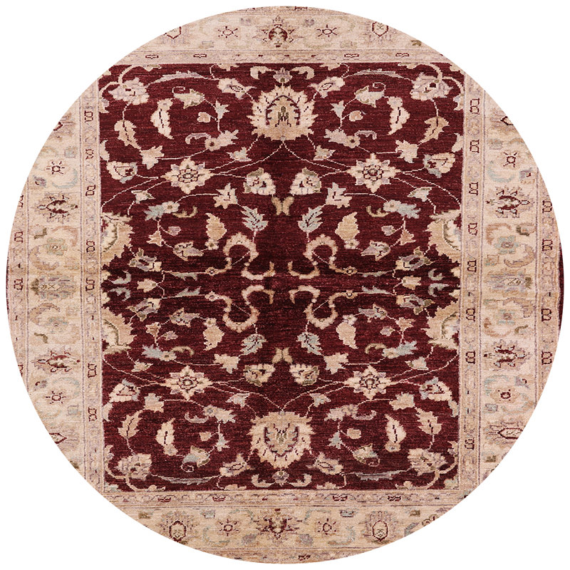 Tapis oriental rouge / beige Barkev, Rond 4 pi