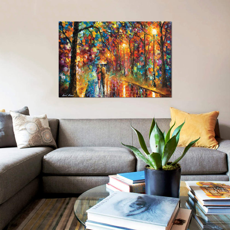 Walking In The Rain by Leonid Afremov - Wrapped Canvas Giclee Art Print, 66.04 cm H x 45.72 cm W x 3.175 cm D