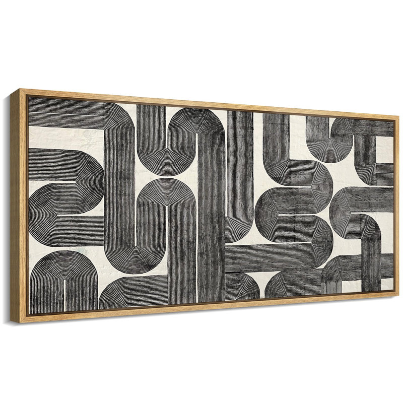 «Geometric Line Abstract Geometric Infinity Loop Shapes», reproduction encadrée sur toile, H 30 po x l 60 po