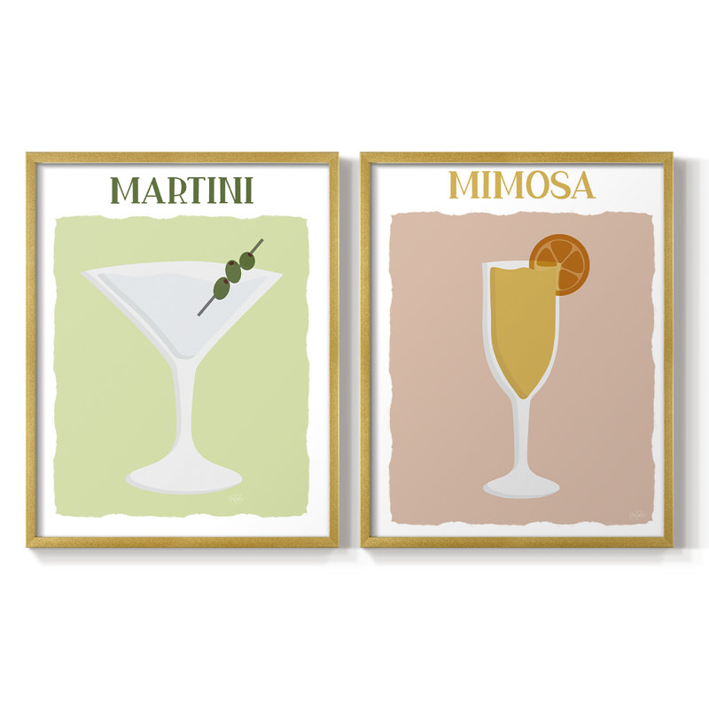 Martini - reproduction encadrée de qualité supérieure - prête à être accrochée - aucun clou requis - aucun clou requis, Doré