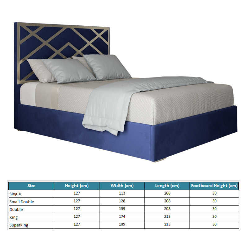 Anatolija Upholstered Bed, Double (4'6), Blue