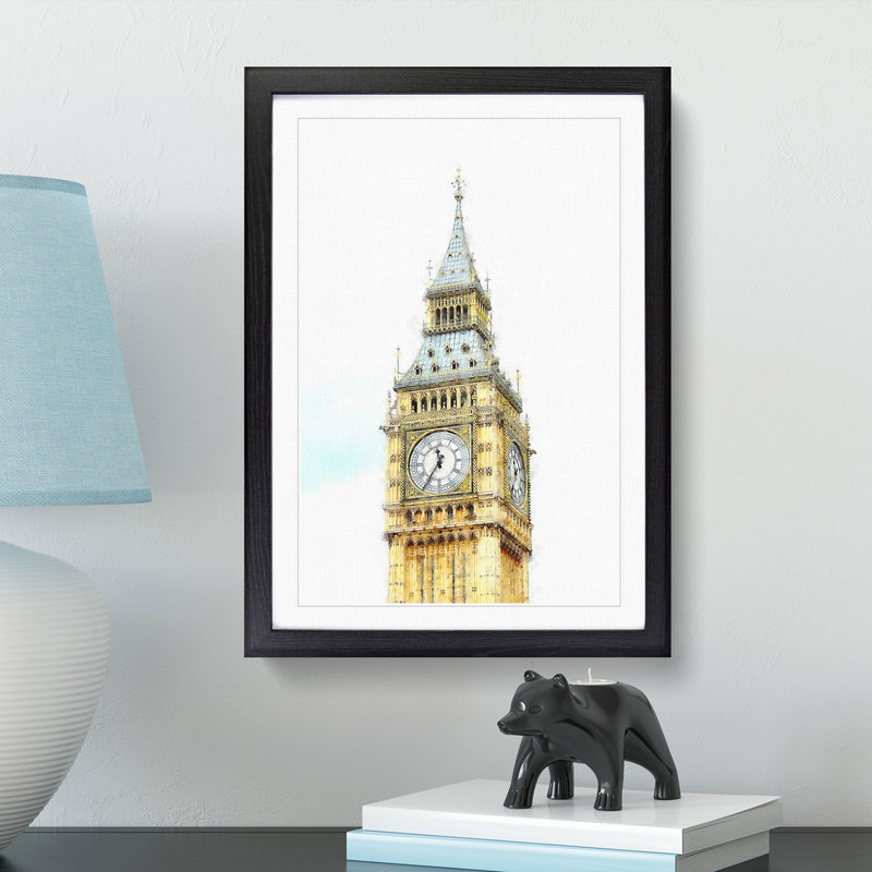 Big Ben - Picture Frame Graphic Art Print, 63cm H x 45cm W x 2cm D, Black Framed