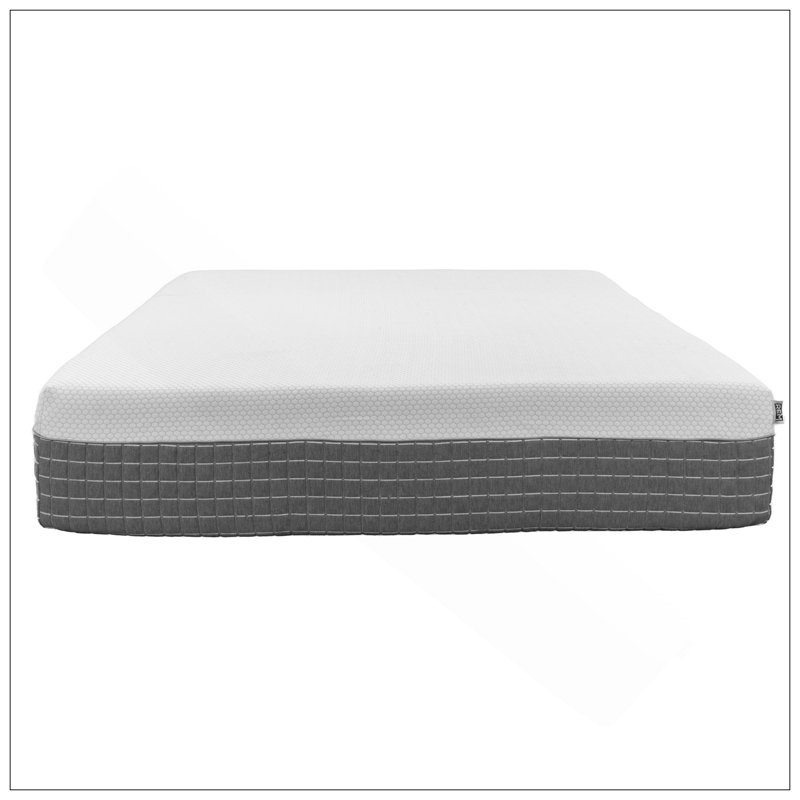 Matelas en mousse à mémoire de forme hybride et à ressorts Rechargez 5 couches, 12 pouces, grand lit, blanc et gris