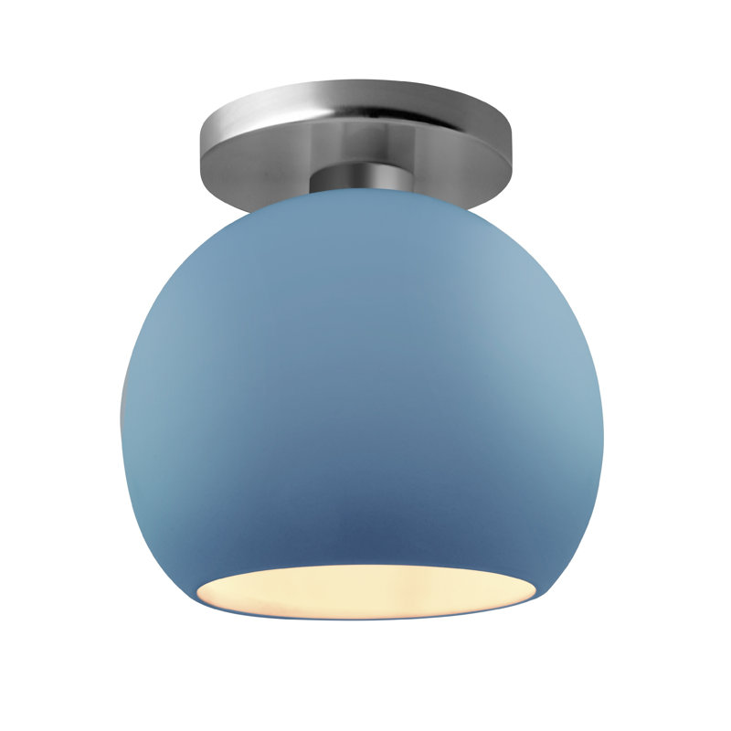 Radiance Ceramic Semi Flush Mount, 9" H x 10" W x 10" D, Sky Blue, Brushed Nickel