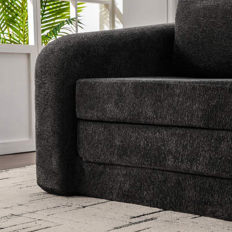 2 lits pliables, canapé-lit convertible en chenille avec matelas, gris, idéal pour un appartement
