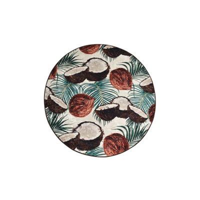 Stylish Round Carpet, 55.1 in Diameter, Soft 100% Polyester, 0.4 in Pile Height | Antibacterial, Non-Slip Underside, Machine Washable at 86°F | Ideal for Living Room, Bedroom, & Play Areas, Durable & Easy to Maintain