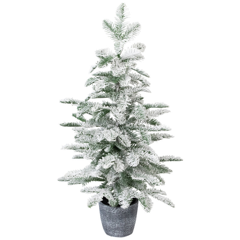 Arbre de Noël artificiel pin en flocage en pot - 28 po - non éclairé