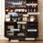 Black&Walnut Solid Wood Sintered Stone tabletop Sideboard