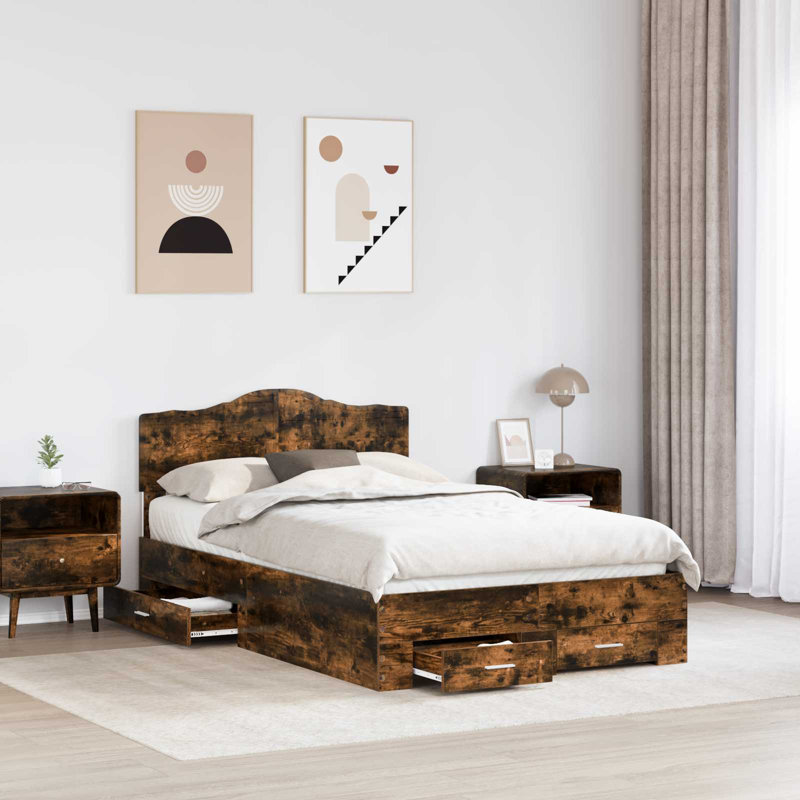 Bed, Smoked Oak, Small Double (4')