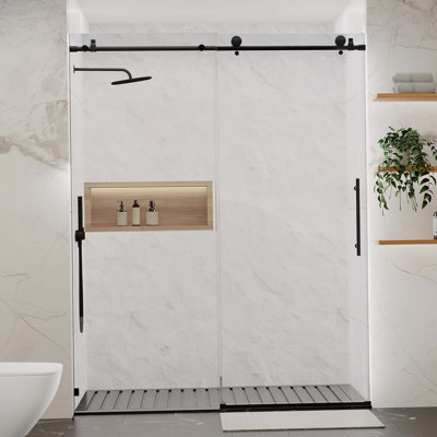 Porte de douche sans cadre, porte de douche coulissante pour salle de bain