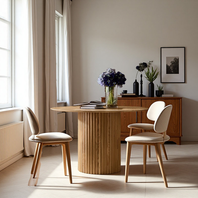 Table de salle à manger 46,45 pouces en panneau de fibres à densité moyenne pour salle à manger, Chêne