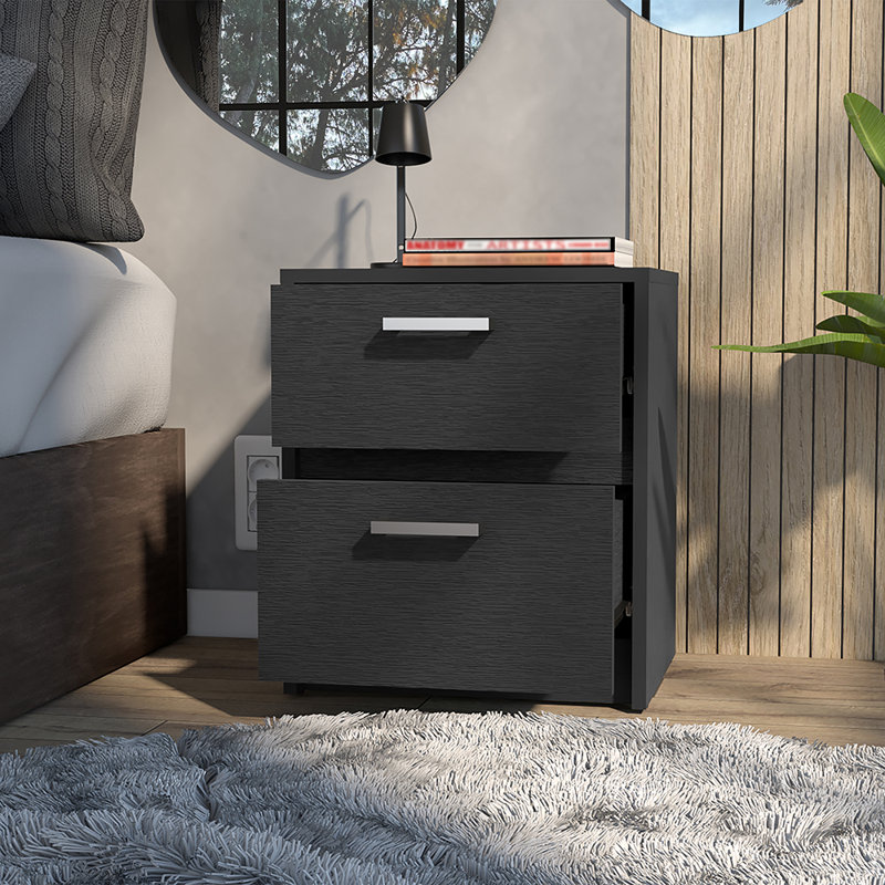 Nightstand Chequered, Two Drawers, Width X 18,9