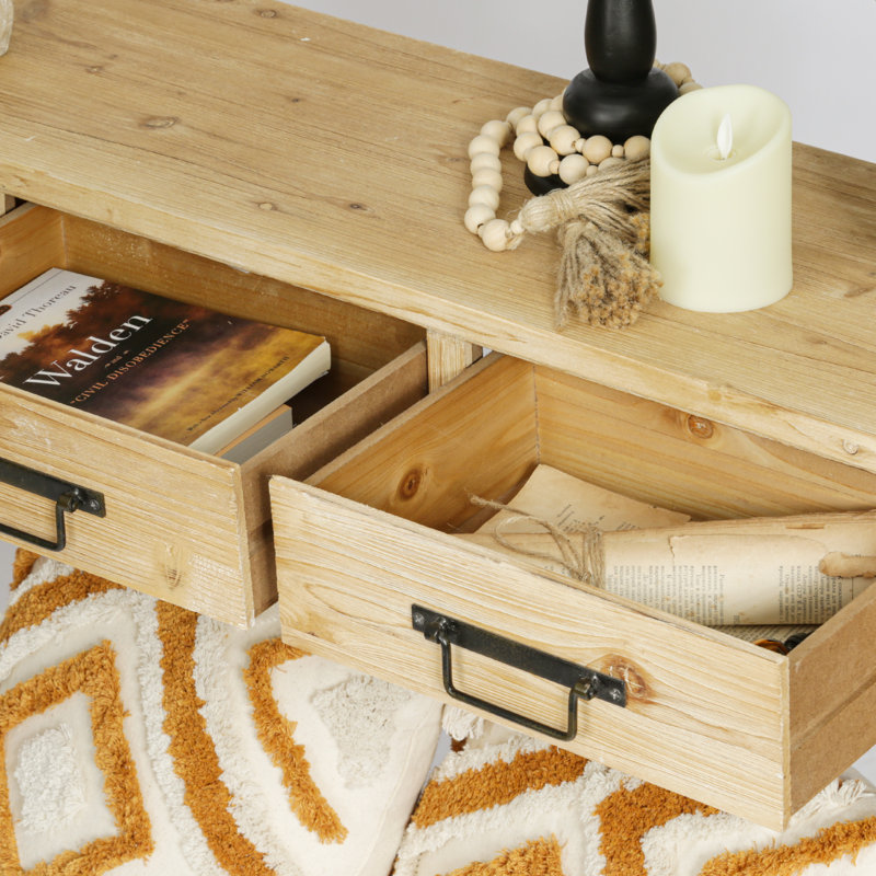  Table console en bois massif l 60 po Naiyeli, Naturel