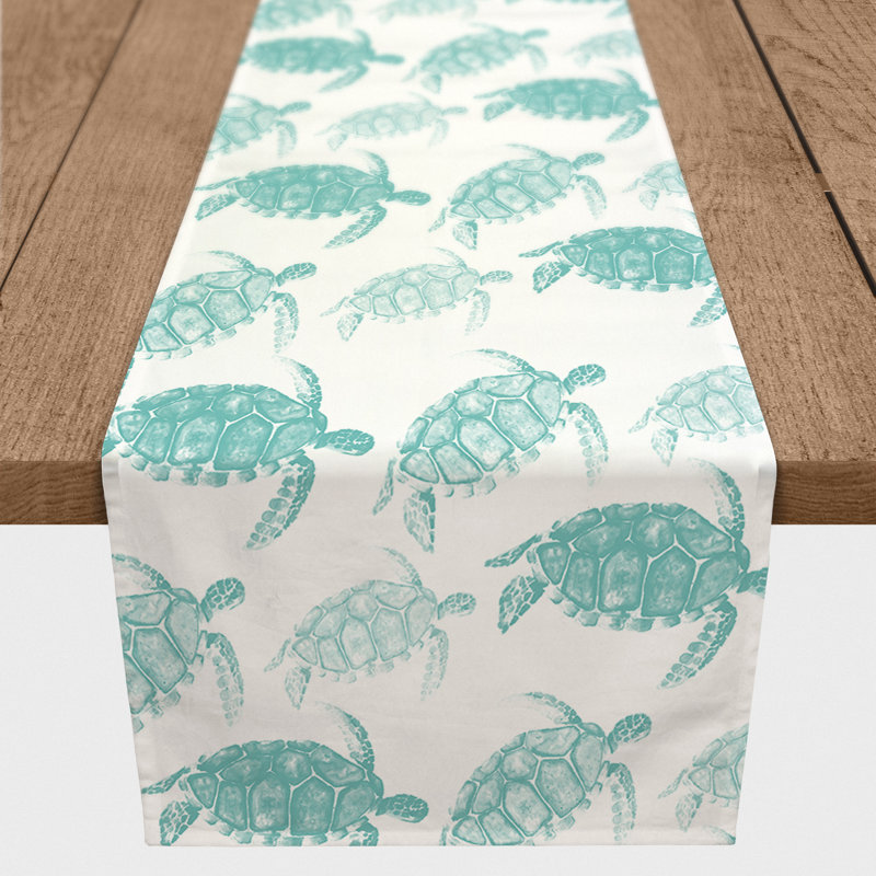 Chemin de table Watercolor Turtles, Sarcelle, 90 po x 16 po, 45